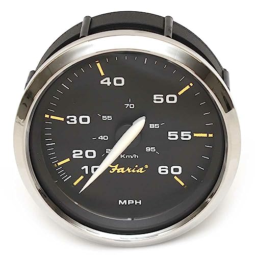 Faria Boat Speedometer Gauge SEK632A | Kronos Black 60 MPH