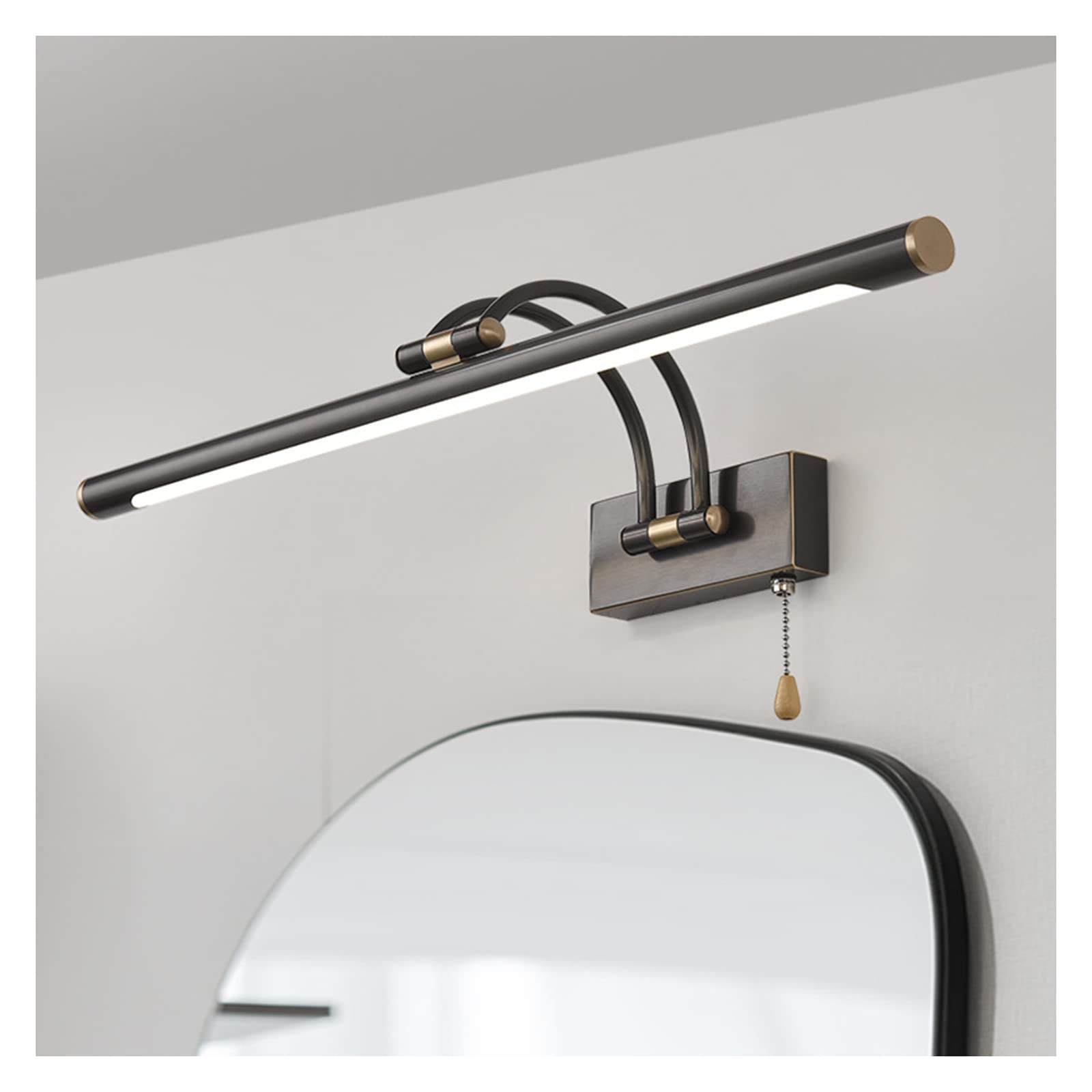 Lampe de miroir de bain LED design noir pour un maquillage réussi