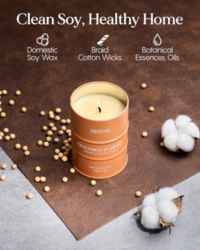 Image of M&SENSE Cinnamon Pumpkin Scented Candles Christmas Decor,Natural Non Toxic, Aromatherapy Candle for Stress Relief Meditation Relaxing, Housewarming Gifts for Women Men, 11.3oz 70 Hour Christmas Candle