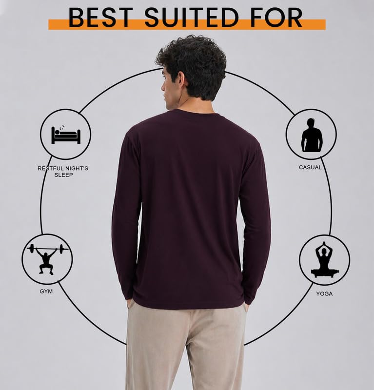 Image of Sleepynuts Regular fit Cotton Full Sleeve Plain T-Shirt for Men (Pack of 1,2,3 Size Small to 3XL)