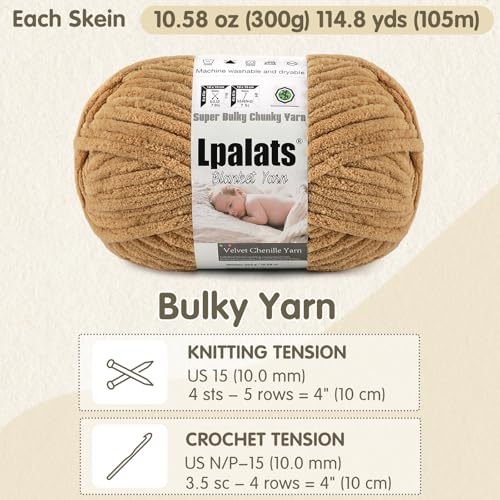 Baby Blanket Yarn for Crocheting - 2 Pack of 300g (Total 600g/21.2oz) Super Fluffy Chunky Chenille Yarn for Hand Knitting, 230 yds Super Bulky Plush Yarn for Cozy Blankets and Amigurumi (2, Black) by Lpalats - Image 2