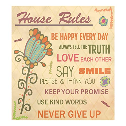 Naanle Dishwasher Magnet Cover House Rules Flowers Front Dishwasher Cover Magnetic Home Cabinet Decals Appliances Stickers Refrigerator Decorative 23" x 26"