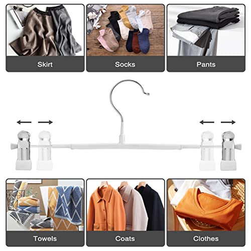 Dünne Hosenbügel, GUANJUNE rutschfeste Hosenbügel mit Verstellbaren Clips, Platzsparende Kleiderbügel für Kleidung, Rock, Jeans, Mantel (Weiss, 10)