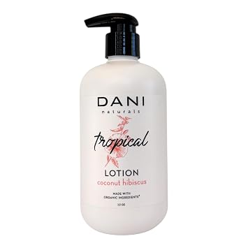 DANI Naturals Coconut Hibiscus Hydrating Lotion, Vegan, Paraben-Free, Made with Organic Ingredients, 12 fl oz