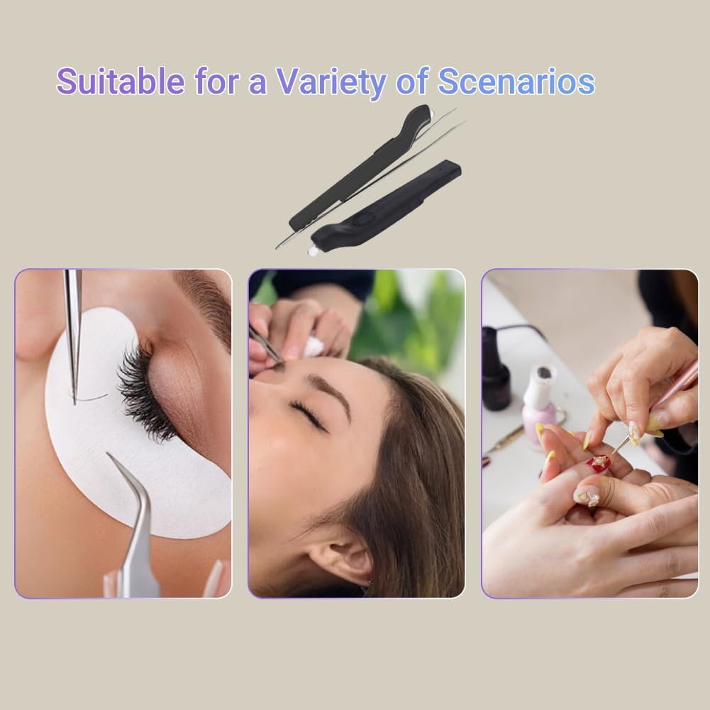 ASHATA Tweezer Light, Eyelash Tweezers Lamp, Mini Gel Curing Light Silicone Cordless Portable Handheld Lash Extension Lamp for Nail Art, Without