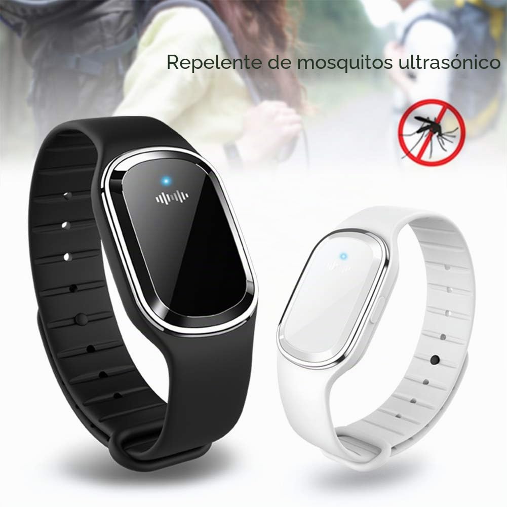 Warooma Pulsera ultrasónica repelente de mosquitos, paquete de 2 pulseras electrónicas biónicas repelentes de mosquitos no tóxicas electrónicas repelentes de mosquitos para bebés niños y adultos
