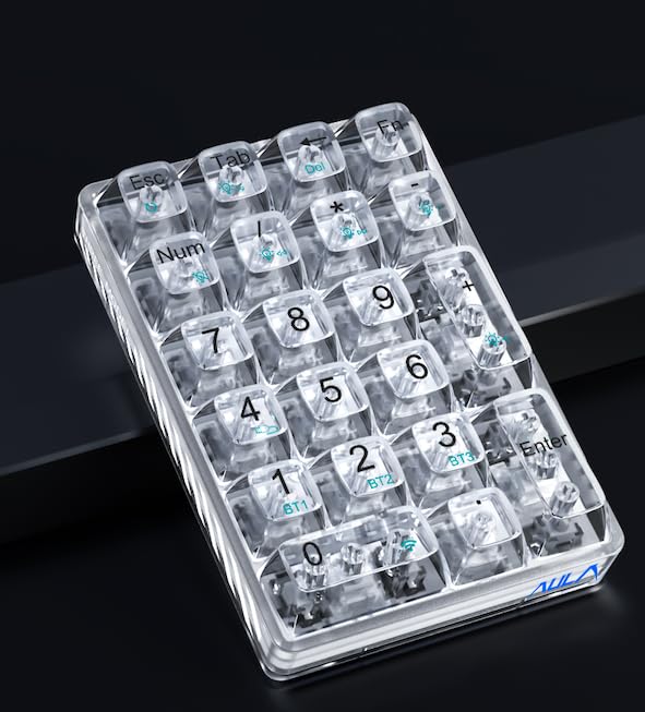 AULA F21 ワイヤレス数字キーパッド 毒グモ オーラ ナンバーパッド 透明 テンキーパッド キーボード[並行輸入品]