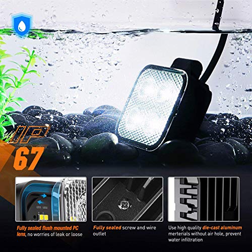 Image of Nilight 2 PCS 3 Inch LED Pods Square 1500LM Built-in EMC Work Lights 90 Flood Beam Angle Offroad Side Light w / 16AWG DT Wiring Kit for Tractor Truck Boat ATV UTV