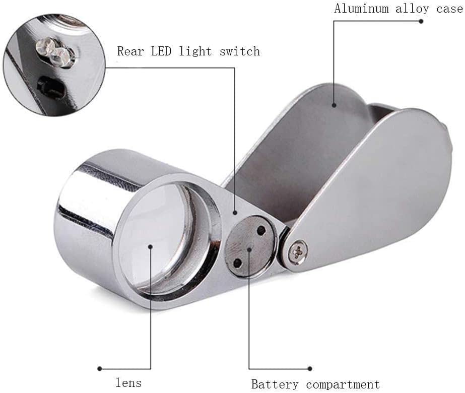 Lupa de Pantalla Lupa Led portátil 30X reconocimiento de Sello de Joya Lupa de Mano con luz LED Doble Comodidad