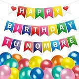 🎈【Simple para hacer】 Con la aguja y la cinta, conectar las letras es fácil. La aguja es plástico, sencillo para enhebrar y no te va a herir. Las cintas soportan el peso de las letras y no se romperá. Además, el papel de las letras tiene colores brillantes y es muy duro.