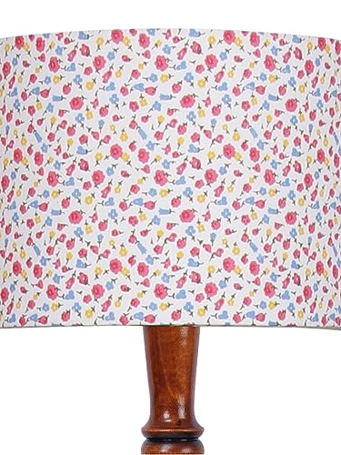 Image of Cotton Shade Floor Lamp with Wooden Base - Height 56 Inches, Colour | Modern Standing Lamp for Living Room, Bedroom, Office | Stylish & Decorative Home Lighting | Elegant Decor