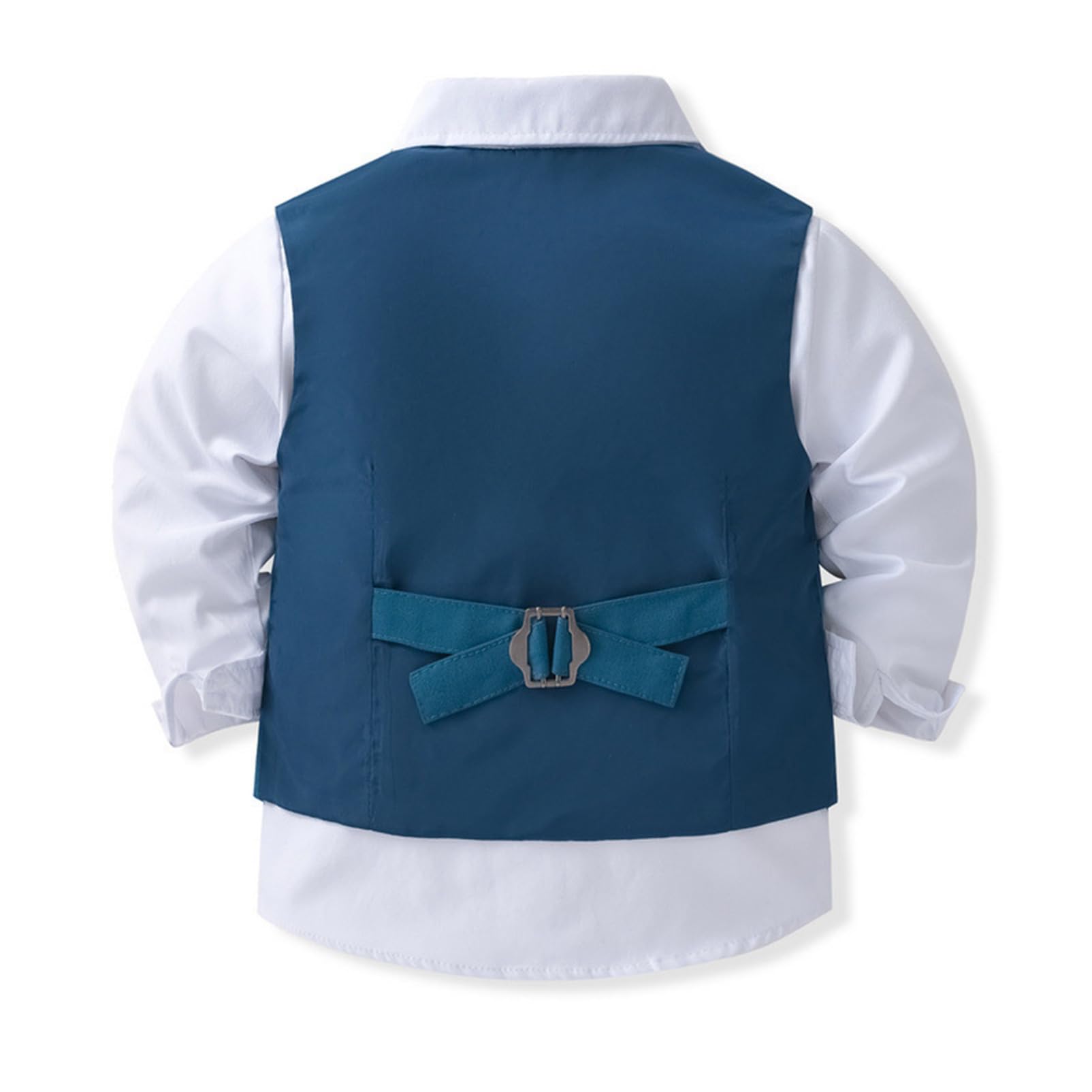 Alvivi Smoking da Bambino Abito Completo da Battesimo Bimbo Completini da Cerimonia Neonato 4 Pezzi Gilet Camicia Fiocco Pantaloncini Set di Vestiti Formale Tuta per Festa