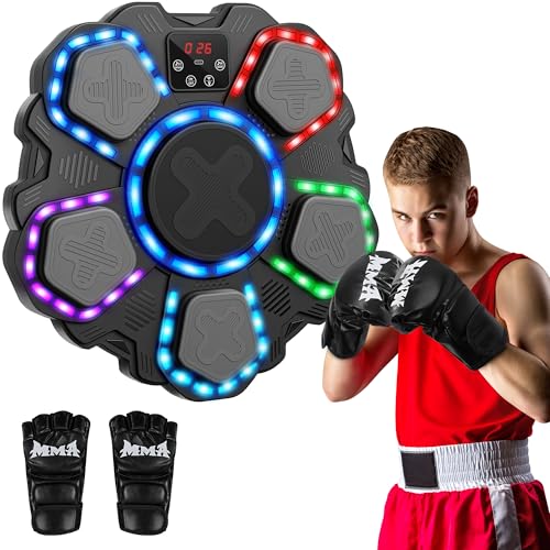 Music Boxing Machine with Force Measuring, Wall Mounted Bluetooth Punching Boxing Pad with Boxing...