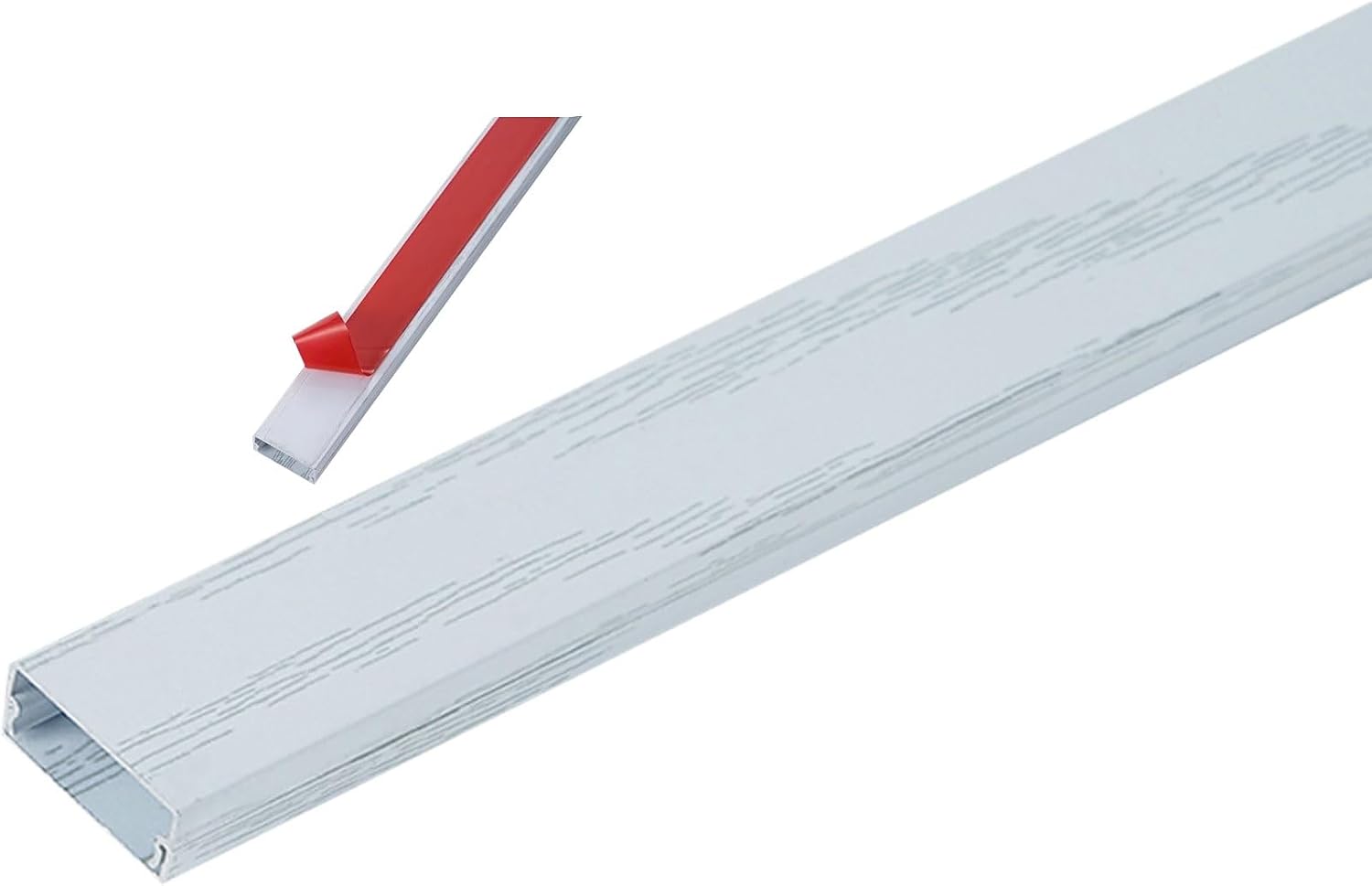 Canaleta para Cables de Aleación de Aluminio Autoadhesiva HAIXHX, Cubierta para Cables en Piso, Ideal para Oficina, Hogar, Aulas y Salas (Blanco, 1 m, 20 x 10 mm) miniatura 1
