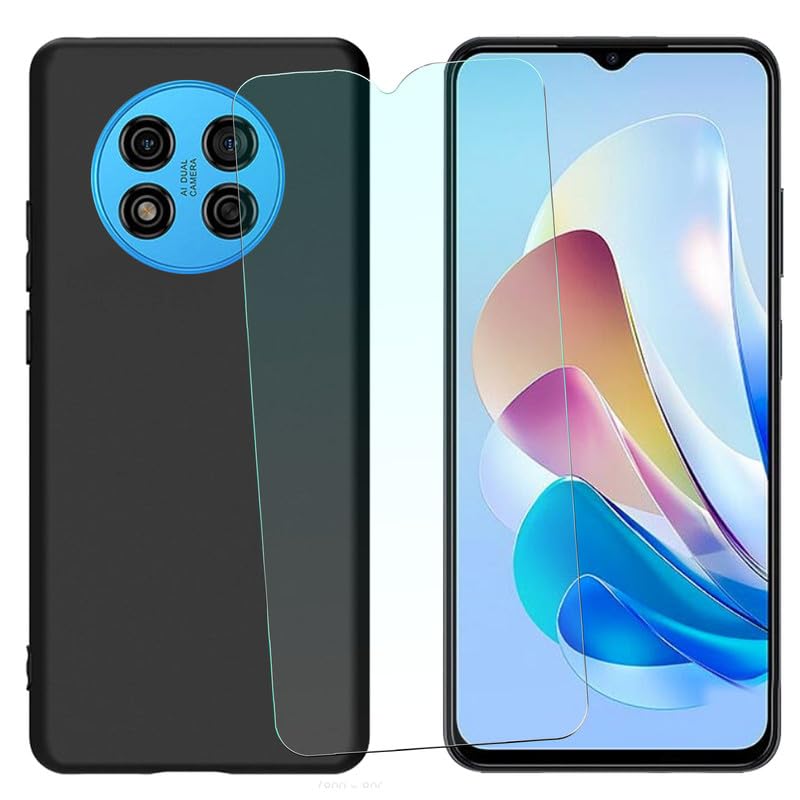 NEOYUKL Cover for Ulefone Note 15 Phone Case(6.22 inches), for Ulefone Note 15 Screen Protector [1 Pack],Shockproof Protective Cover TPU Silicone Black Shell for Ulefone Note 15