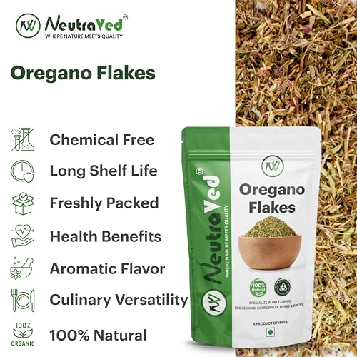 Image of NeutraVed Oregano Leaves | Pure leaves for Home Made Seasoning | Flakes /Dry Oregano Leaves For Seasonings, Pizza, Pasta 100g