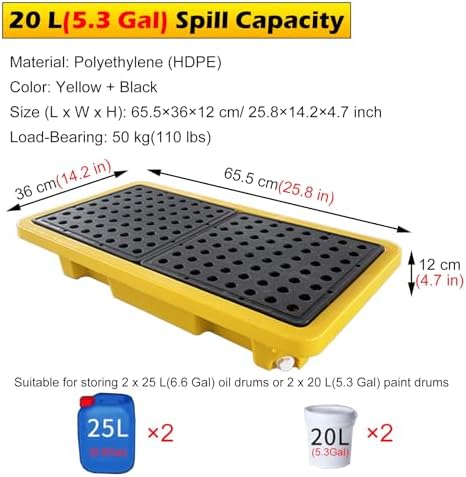 Stackable Oil Spill Containment Tray - Durable Plastic Pallets for Industrial Safety, Modular Storage Solution for Garage, Basement & Warehouse Organization
