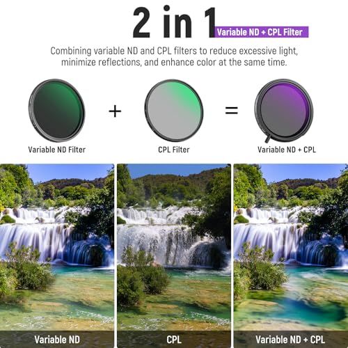 NEEWER 82mm ND Filter Set, True Colors 2 In 1 Variable ND2-32 & CPL with Magnetic ND32 Filter, Single Knob for Exposure Control Accurate Color Reproduction, No Vignetting & X Cross