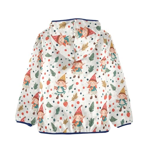 Cute Elves and Polka Dot Girls Fleece Jacket Girls Fall Jacket Boys Coats Zip Up Hoodie Children Sherpa Warm Outerwear 2-10T2