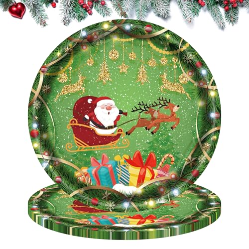 DiiWmme 32 Stück Weihnachtsfeier Pappteller 7 Zoll grüner...
