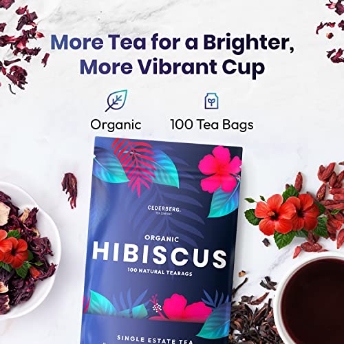 Organic Hibiscus Tea -100 Tea Bags | Organic Herbal Tea From Single Origin | Eco-Friendly Tea Bags | Non-Gmo Caffeine Free Tea With Zero Sugar | Cederberg Tea Company #TOP6