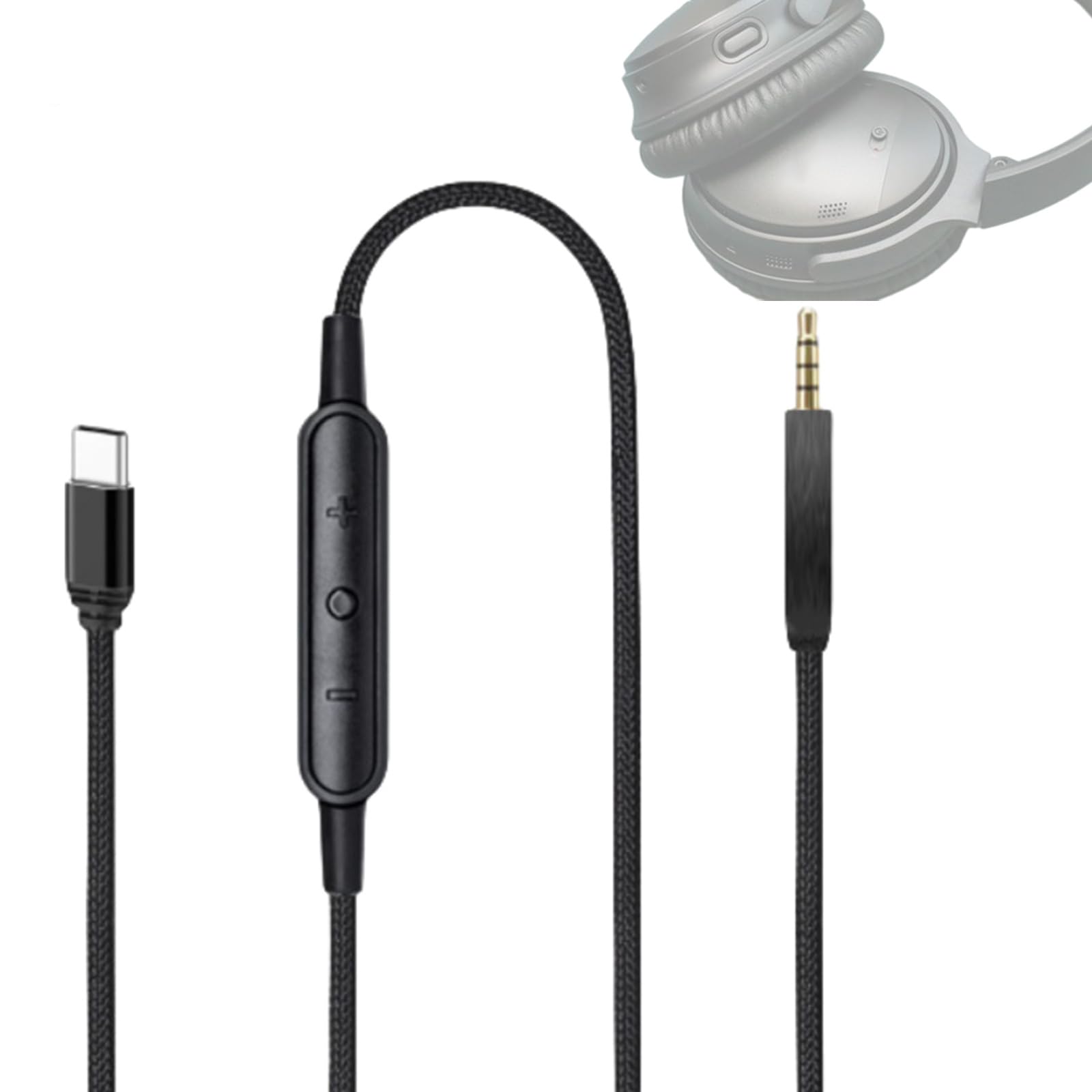 Cavo da USB C (tipo C) a maschio da 2,5 mm per cuffie QC25 QC35II QC35 QC45, filo intrecciato in nylon, facile da collegare e giocare