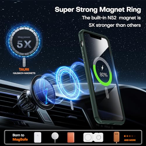Image of TAURI for iPhone 11 Pro Max Case, Compatible with MagSafe, Green