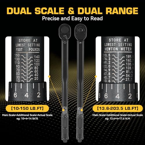 KOOPOOL 1/2 Torque Wrench, Torque Wrench 1/2 Drive, 10-170 Ft-Lb - image 3