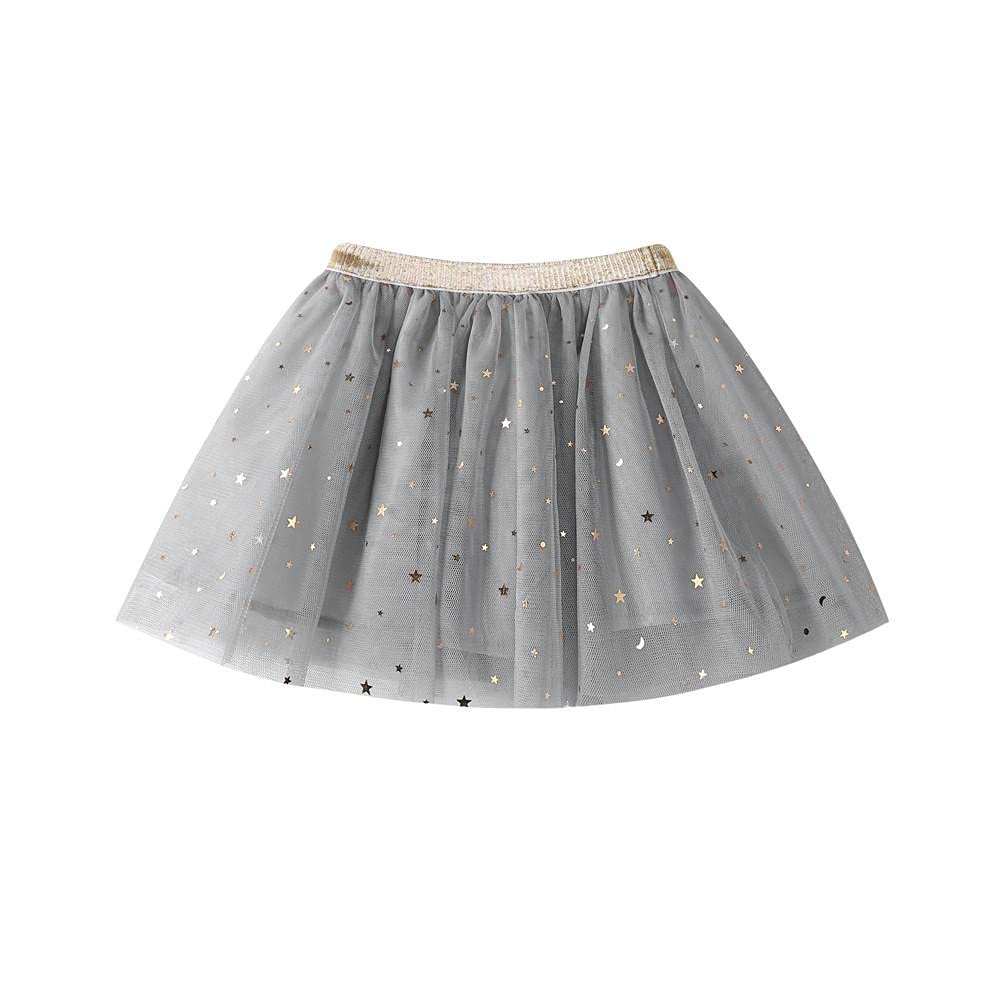 Toddler Kids Girls Ballet Tutu Skirts 2-7T Children Stars Sequins Party Dance Tulle Skirt Fashion Princess Skirt Gray