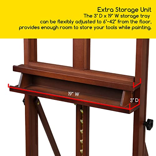Image of MEEDEN Studio Wood H-Frame Easel: Art Easel with Storage for Artist