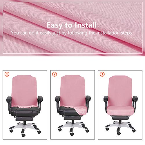 Image of SARAFLORA Pink Office Chair Covers Stretch Washable Computer Chair Slipcovers for Universal Rotating Boss Chair Middle Size