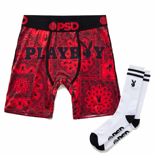 PSD Men's Standard Length Boxer Brief and Sock Boxed Gift Set - 7 Inch Inseam Men's Underwear and Matching Sock Set