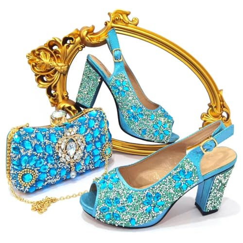Women's Gold Rhinestone Decorated Shoe and Bag Set African Design Wedding Party Matching Shoe and Bag Set4