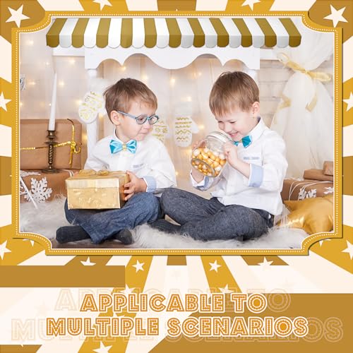 Image of Boao 4 Pcs 3D Cardboard Awning Decor,Gold and White,Striped Style | Paper Awning, Circus Carnival Theme, For Bulletin Board, Lemonade Stand, Bakery & Ice Cream Truck, Wall Window Backdrop