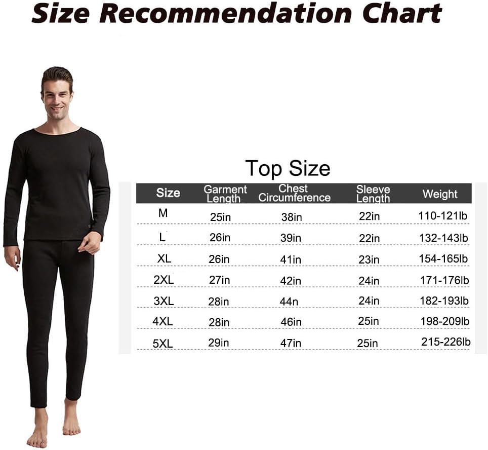 Men's Universal Heated Thermal Underwear, Heated Thermal Top, Fleece-Lined Long-Sleeve Style (Power Not Included)