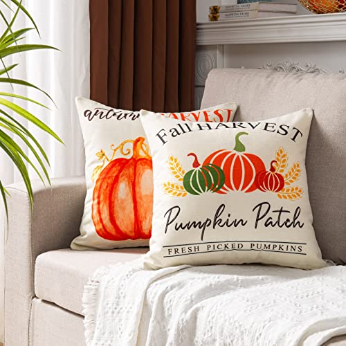 Fall Decor Pumpkin Throw Pillow Cover 18X18 Inch, Autumn Harvest Festival Thanksgiving Decorative Pillowcases Porch Cushion For Couch, Sofa (Without Insert) #TOP1