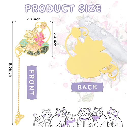 4 Pcs Metal Bookmarks Butterfly Flower Cat Bookmark With Tassel Wedding Gift Gold Hollow Trim Book Page Marker Birthday Present For Women Girl Teacher Friend Book Lover Readers (Cat) #TOP1