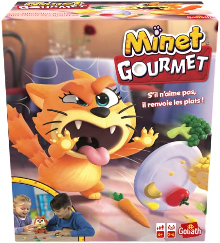 Goliath - Minet Gourmet - Jeu de Société Pour Enfants - Pourras-tu Convaincre Le Chat Gastronome De manger Des Légumes - Jeu d'Adresse - A Jouer en Famille ou entre Amis - A Partir de 4 Ans