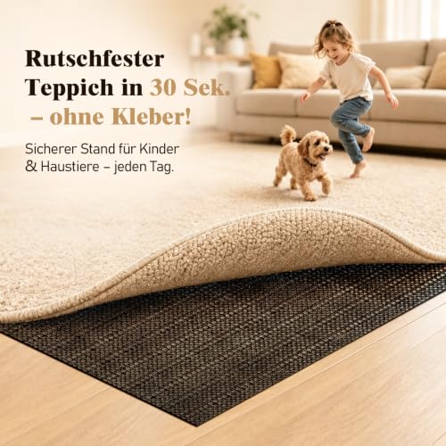 LUSEE Antirutschmatte für Teppich, PVC Teppichunterlage, 220x320cm, Schwarz – Ansicht 2