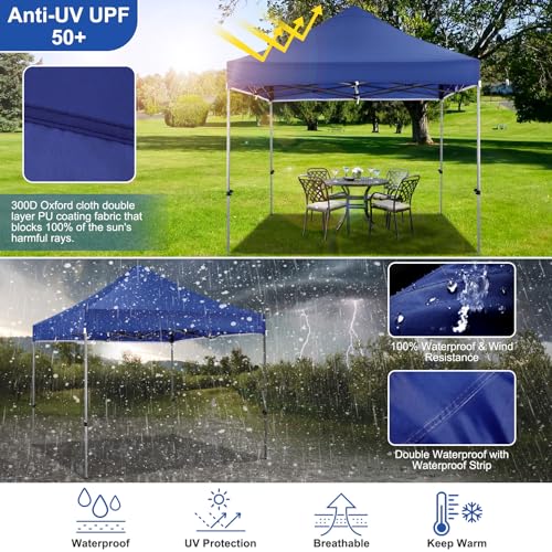 Image of COBIZI 10x15 Heavy Duty Pop Up Canopy Tent with 4 Sidewalls, Purple