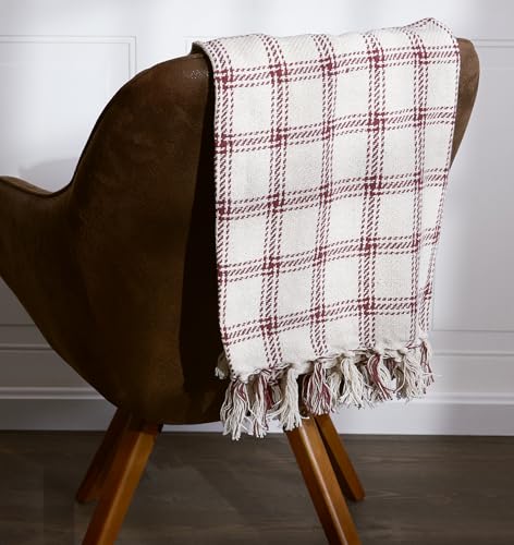 Couverture à carreaux bordeaux Primitives by Kathy plaid grand format coton doux