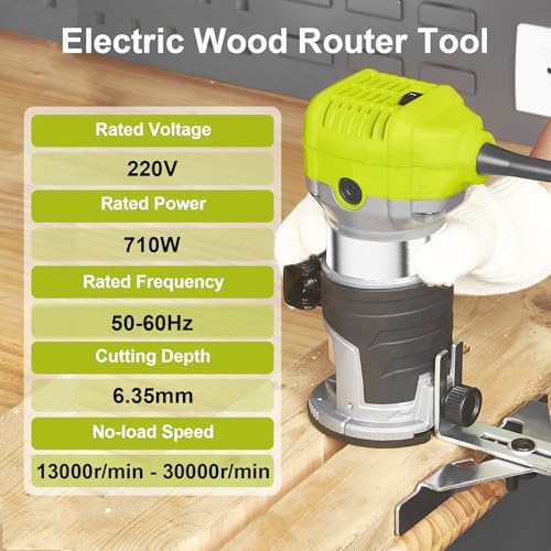 DEWINNER Electric Palm Router Tool, 1/4" Compact Wood Trimmer with Metal Base, 6 Variable Speeds Router for Woodworking, Trimmer Router with 12pcs Trim Router Bits for Handwork and DIY 4 DEWINNER Electric Palm Router Tool, 1/4" Compact Wood Trimmer with Metal Base, 6 Variable Speeds Router for Woodworking, Trimmer Router with 12pcs Trim Router Bits for Handwork and DIY - Image 4