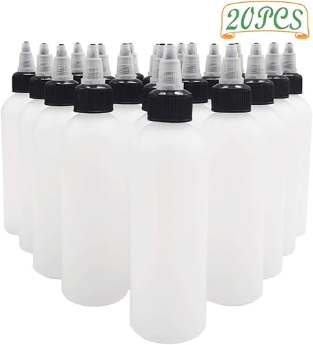 Miniatura 3 de Paquete de 20 unidades de botellas de plástico Boston de 4 oz120 ml con tapa de rosca, botellas LDPE blancas para líquidos, tintas, aceites,