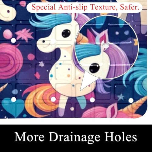 Tapis de bain licorne extra long antidérapant en PVC à ventouses