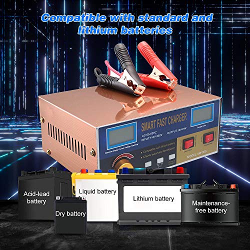 Adaskala Carregador de bateria automático inteligente 12V / 24V Recondicionador de carregador de bat