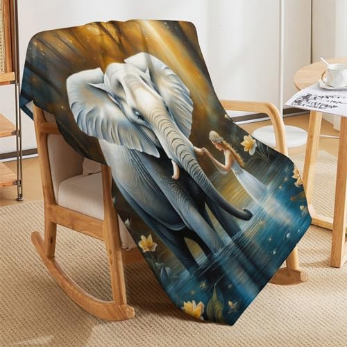 Couverture éléphant plaid polaire 180x200cm idée cadeau douce