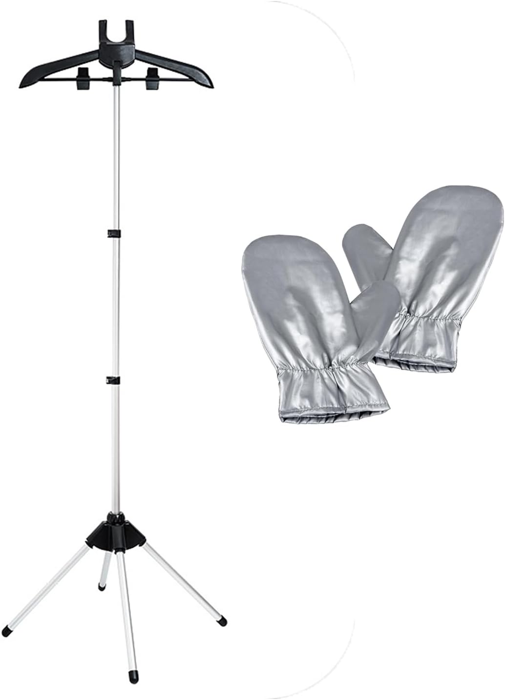Clothes Steamer Stand Hanger with Steamer Ironing Gloves for Steaming Clothes, Handheld Garment Steamer Rack with Flexible Anti Steam Mitt