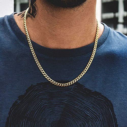 Jstyle 3Pcs 3Mm Curb Cuban Link Chain For Men Stainless Steel Chain Necklaces For Men 18K Gold/Black/Silver Mens Chain Necklaces Set Hip-Hop Jewelry For Men 22 Inch #TOP6