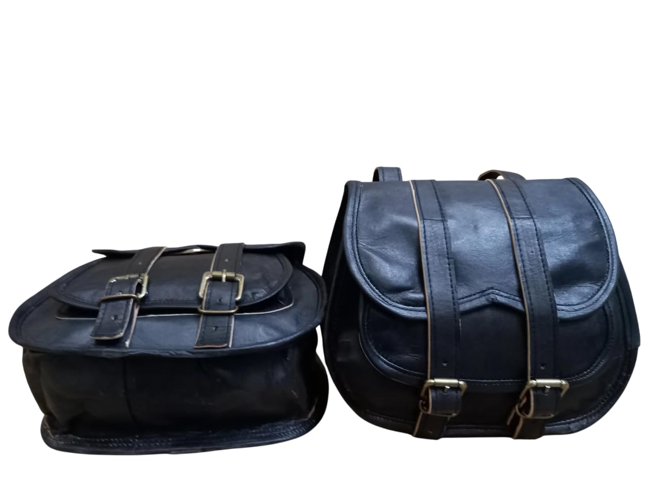 American Blue Borse da sella per moto, tasca laterale per bicicletta, borsa per attrezzi in pelle (2 tasche) (nero)