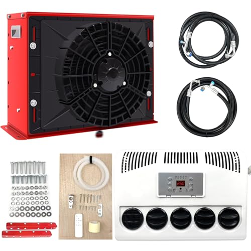 DC 12V RV Air Conditioner Mini Split AC 11000BTU Truck Cab Air Conditioner Fits RV, Semi Truck,Trailer, Tractor, Excavator, Vans Automotive Parking Air Conditioners Fast Cooling 12V AC Unit